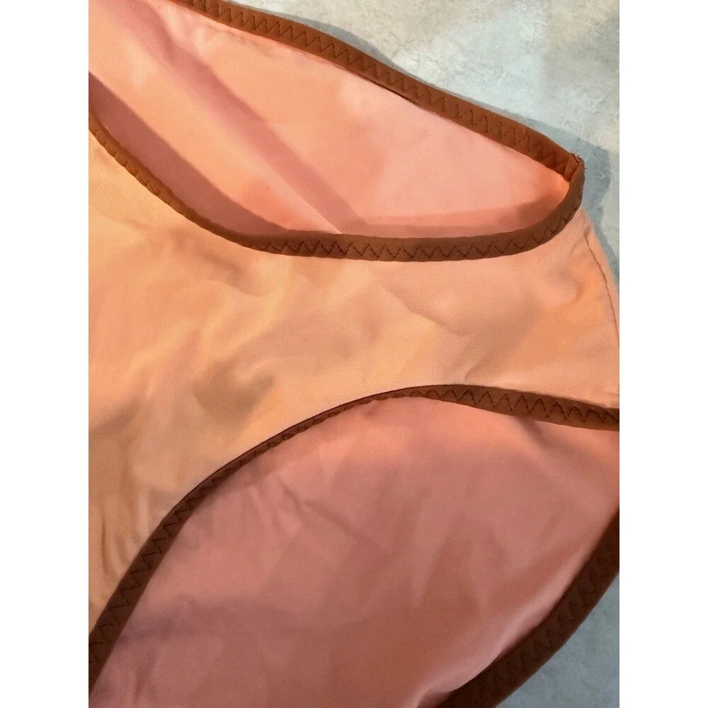Aerie Bikini Set Scoop Top Medium Bottom Large Peach Orange Lime Green